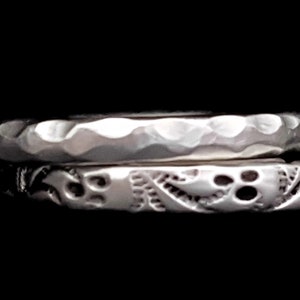 Waves & Flowers - Two Rings Set - Handmade Silver Rings