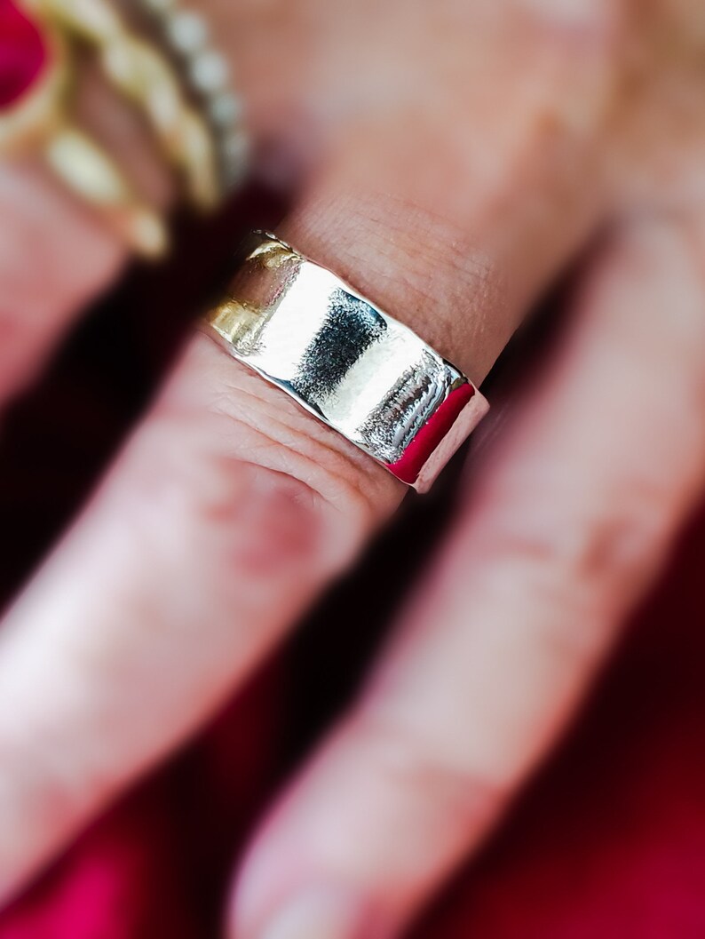 Shiny /& Smooth Ring 925 Silver Ring 8mm Wide Wedding Band