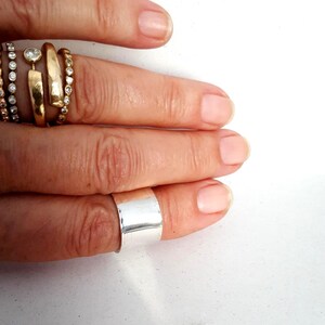 Smooth 925 Silver Band Ring 14mm Wide image 2