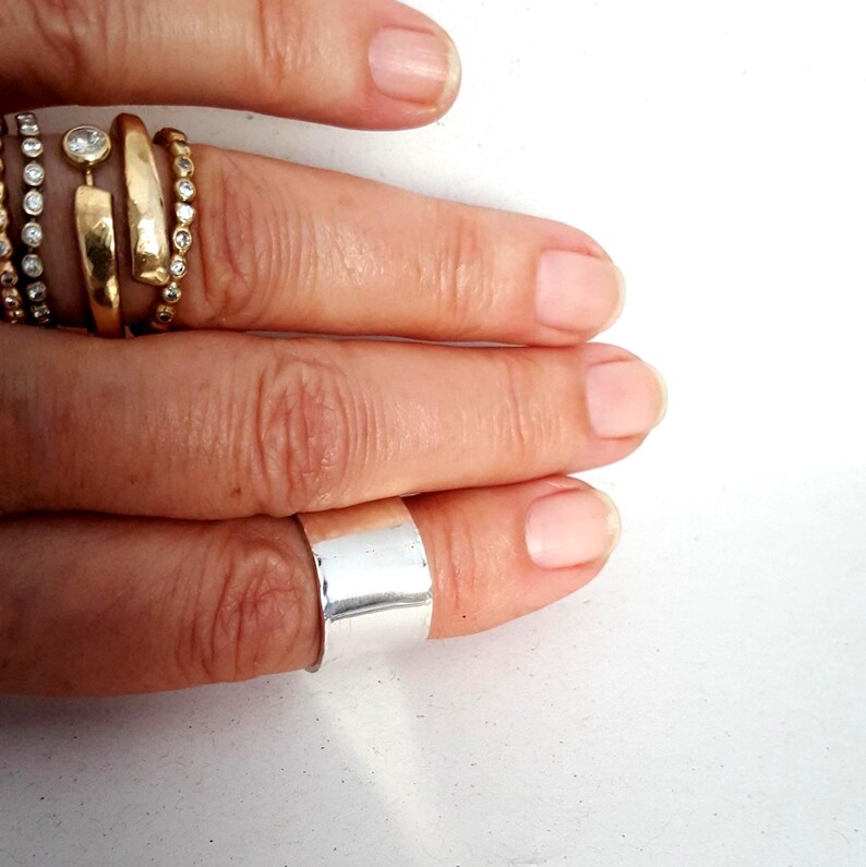 Smooth 925 Silver Band Ring 14mm Wide image 2