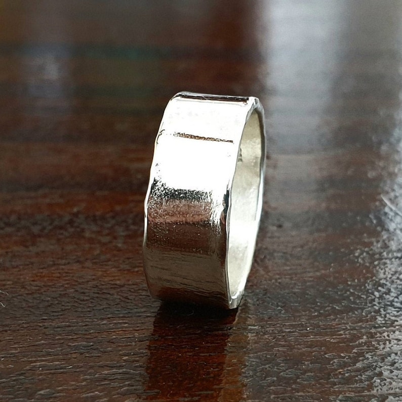 Shiny /& Smooth Ring 925 Silver Ring 8mm Wide Wedding Band