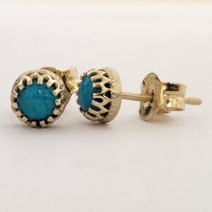 Turquoise Stud Earrings 14k Gold Earrings December Birthstone image 4