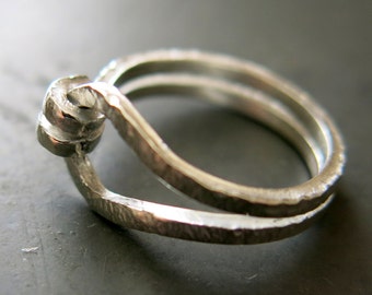 Handcrafted Nautical Sterling Silver Knot Ring, 925 Artisan Anniversary Band, Minimalist Love Knot