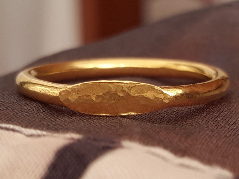 18k Gold Vermeil Signet Ring – Gold Plated Sterling Silver - Heavy Plating image 3