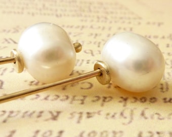 9k Gold Kinetic Swinging Pearl Earrings, June Birthstone