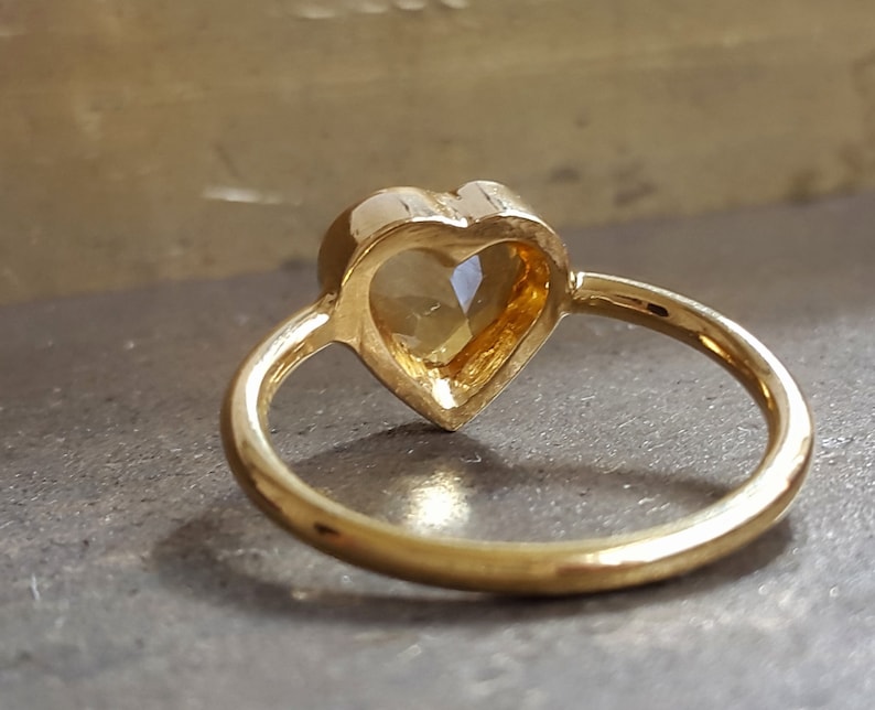 Citrine Heart Ring 14k Gold Ring Birthstone Ring image 3