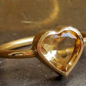 Citrine Heart Ring 14k Gold Ring Birthstone Ring image 1