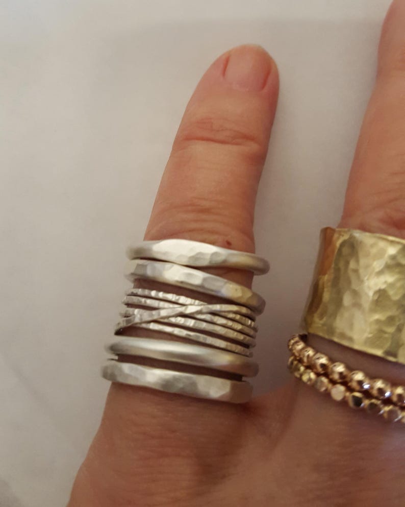 Five 925 Silver Rings Set Custom Finish image 9