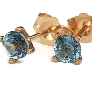 14k Gold London Blue Topaz Earrings image 1