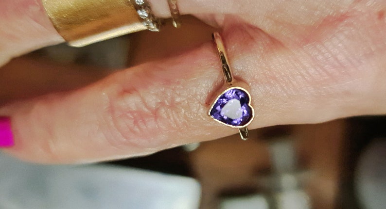 Amethyst Heart Ring 14k Gold Ring February Birthstone Engagement Ring Purple Amethyst Handmade Jewelry image 1