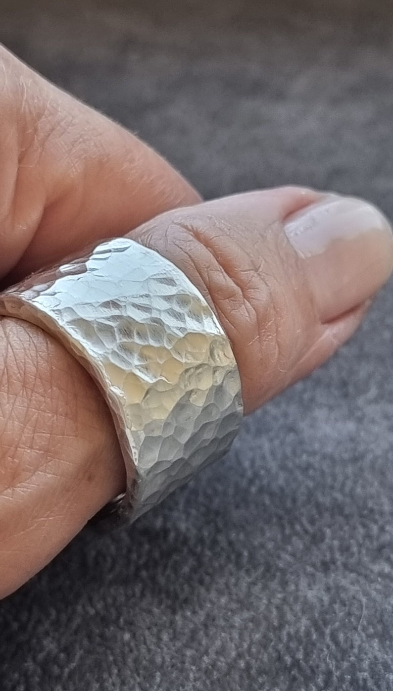 Hammered Wide Ring 925 Silver Ring Statement Ring Handmade Ring image 7