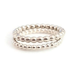 Interlocking & Beads Rings Set Silver Stacking Rings Anniversary Rings image 3
