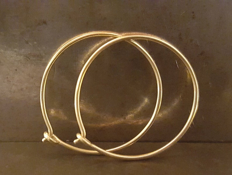 14k Gold Thin Hoops One Inch Earrings Classic Hoop Earrings image 1