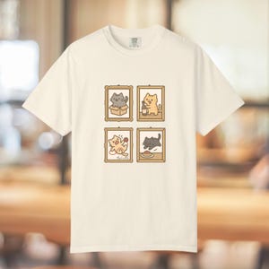 Cute Cat Gallery T-shirt, Kawaii T-Shirt, Cute Japanese Style, Cartoon Kitty Shirt, Cat Lover Gift, Soft Pastel, Anime Cat Graphic Top