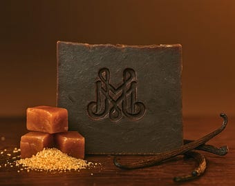 Silk + Sugar | 4.25-5oz Soap Bar | Spirited + Smooth Soap – Vanilla, Sandalwood & Caramelized Sugar, Artisan Goat Milk Bar