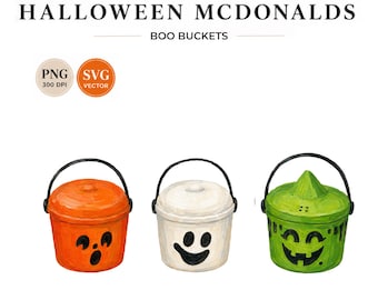 Pacote de imagens PNG e SVG de Halloween do McDonald's, brinquedo nostálgico do McLanche Feliz: livro em formato de balde.