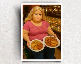 Adesivo Barbie Buffet Chinês, adesivo de vinil engraçado para adultos que brigariam por uma pata de caranguejo.