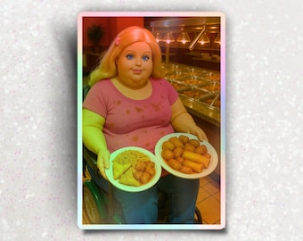 Chinese Buffet Barbie holographic sticker, funny sarcastic vinyl decal for people who will fight over a crab leg