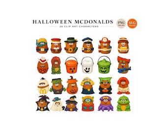 Pacote de imagens PNG e SVG de Halloween do McDonald's, brinquedo McNugget Buddies do McLanche Feliz