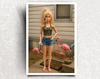 Adesivo "Trailer Park Barbie", adesivo engraçado e sarcástico para adultos, ideal para laptop e garrafa de água. Adesivo "white trash" para parques de trailers.