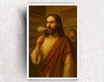 Vaping Jesus Sticker, body of christ breath of blue razz