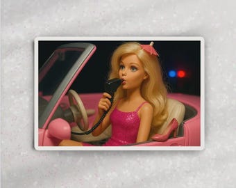 Breathalyzer Barbie , Funny Dark Humor Vinyl Sticker