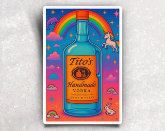 Handle with Care-  Funny sarcastic Rainbow Vodka Sticker,  Decal for laptops, water bottles, planners