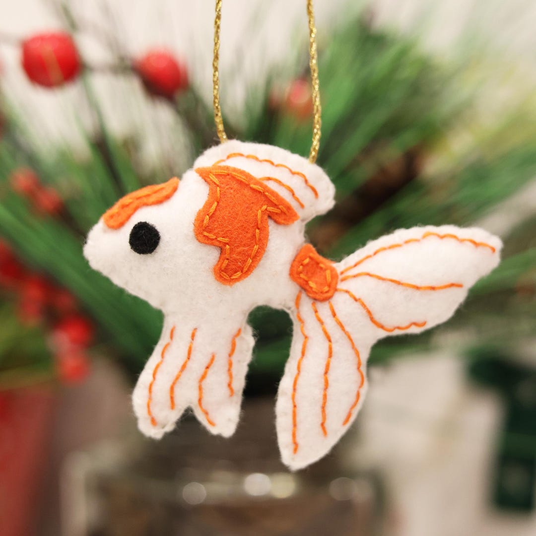 Handmade Felt Goldfish Ornament Soft Plush Fish Decoration Orange and ...