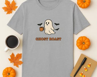 Personalized Ghost Roast Halloween Coffee Shirt, Cute Ghost with Mug Tee for Fall, Funny Spooky Season Shirt for Caffeine Lovers