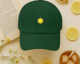 Sun Embroidered Hat, Minimalist Dad Cap, Sunny Summer Baseball Hat, Cottagecore Gift, Outdoorsy Aesthetic Style