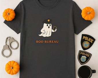 Personalized Boo Bureau Halloween Shirt, Funny Ghost Police Tee for Officers and Law Enforcement, Spooky Cop T-Shirt