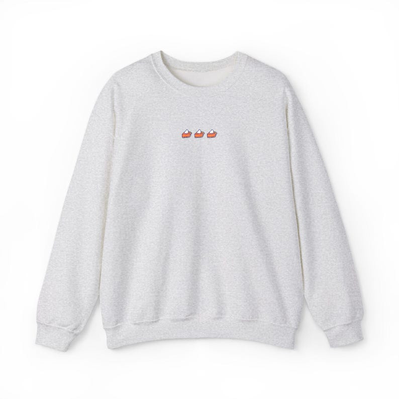 Felpa ricamata con motivo torta di zucca, girocollo marrone scuro per il Giorno del Ringraziamento, comodo pullover autunnale, maglione minimalista per gli amanti delle torte autunnali Ash