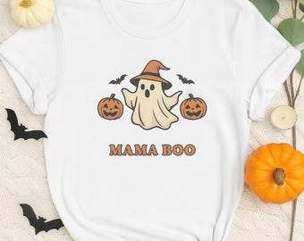 Personalized Halloween Shirt, Custom Name Ghost Tee with Pumpkins, Cute Spooky Fall T-Shirt for Mom, Dad, Uncle, Aunt, Grandma, Grandpa