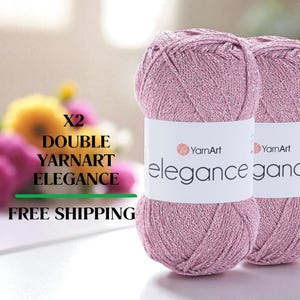 Yarnart Elegance, Metallic Shiny Yarn, Sparkly Yarn,  Glittery Yarn, Cotton Knitting Yarn, Summer Yarn, Crochet Yarn, 50gr/130m
