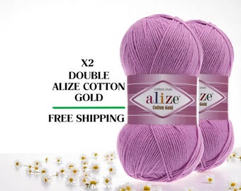 Alize Cotton Gold Yarn, Spring Summer Knit, (2 Pieces)
