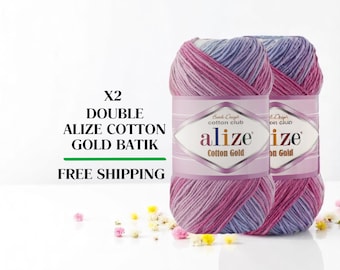 Alize Cotton Gold Batik Yarn: 2 Skeins - Soft Acrylic Cotton Blend