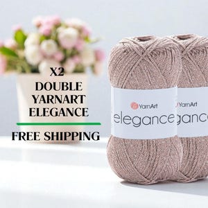 Yarnart Elegance, Glittery Yarn, Metallic Shiny Yarn, Sparkly Yarn, Cotton Knitting Yarn, Summer Yarn, Crochet Yarn, 50gr/130m