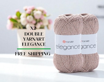 Yarnart Elegance Glitter Cotton Yarn: Metallic Sparkle, 50g Crochet Knitting