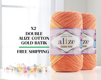 Alize Cotton Gold Batik Yarn: 2-Piece Set, Spring/Summer Knitting & Crochet