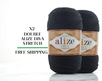 Alize Diva Stretch Yarn, Bikini Yarn, Swimsuit Yarn, Elastic Swimsuit Yarn, Lingerie yarn, Summer yarn, Double Yarn, Silky Effect Yarn,