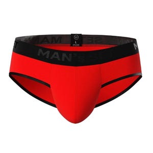 Roter PowerStretch Herrenslip: Kühlende Baumwolle Anatomische Beutel Unterwäsche