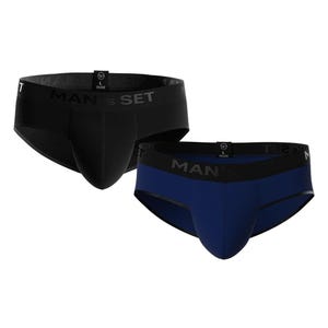 PowerStretch Briefs 2-Pack | Black & Navy Men’s Cotton Underwear | Supportive Anatomical Pouch | Everyday Comfort Briefs