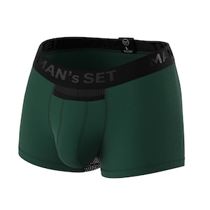 Mens Forest Green Trunks | Breathable Boxer Briefs | Airflow Underwear | Soft Cotton | Open Fly | Comfortable Mens Underwear | Gift for Him