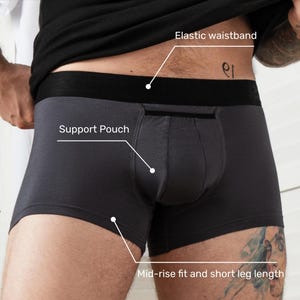 Micromodal Cotton Trunks for Men BreezeFlow Boxer Briefs with Pouch, Soft Anti Chafe Underwear, Comfortable Black Shorts Gift for Him