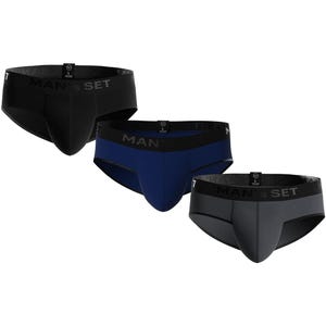 PowerStretch Briefs 3-Pack | Men’s Cotton Briefs with Pouch | Black Navy Graphite Underwear