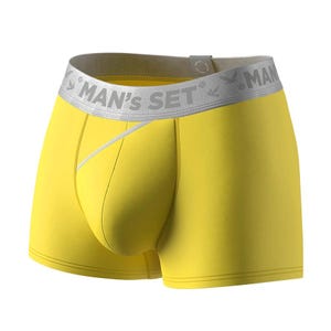 Men&#39;s Yellow FlexFit Boxer Briefs: Breathable Cotton Angled Fly Trunks