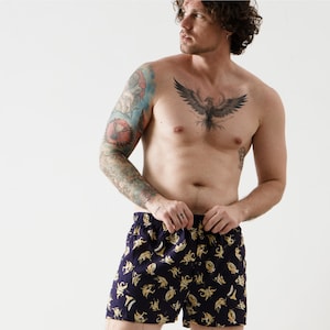 Men&#39;s TENCEL Boxer Shorts: Bananas After Dark Print, Loose Fit