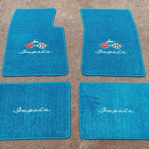 1959-74 Chevy Impala Velour Fußmatten Teppich Aqua Blau 4er Set