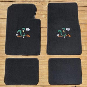 1968-1-975 Plymouth Road Runner Automatic Transmission Black Carpet Floor Mats set of 4 with embroidered logo