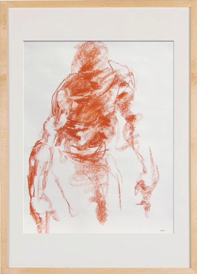 Sanguine Abstract Figure Drawing 18 x 24 fine art Etsy